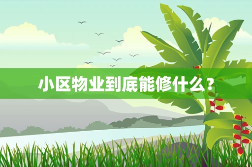 小区物业到底能修什么？