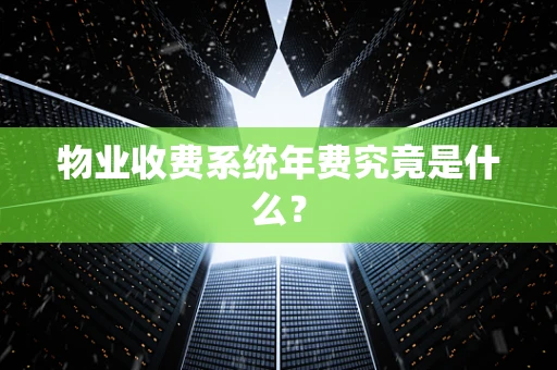 物业收费系统年费究竟是什么？