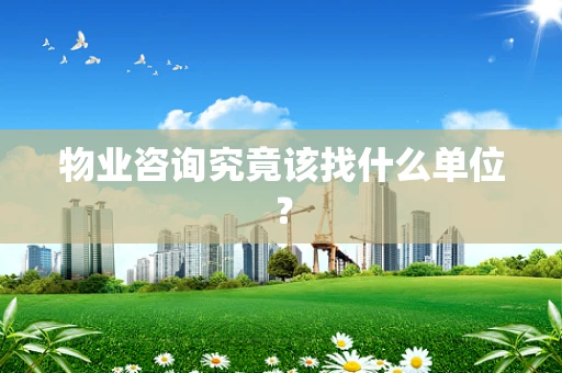 物业咨询究竟该找什么单位？